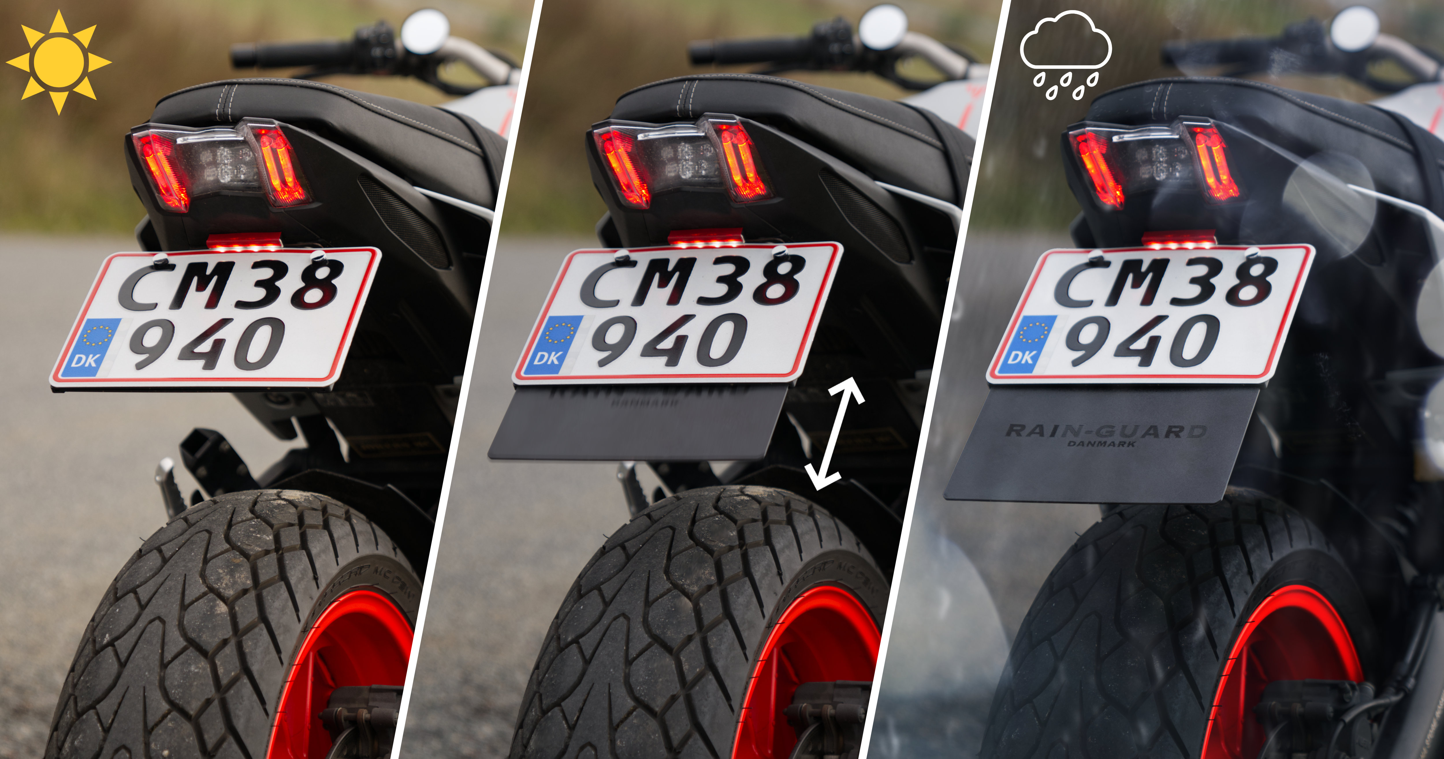 Regnbeskyttelse til Nummerpladeholdere - Slip for Våd Ryg!