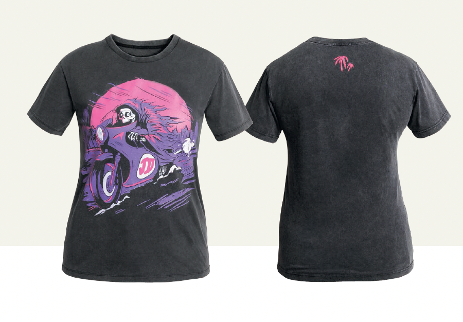 Palm Fade Out Motorcykel T Shirt Til Damer fra John Doe