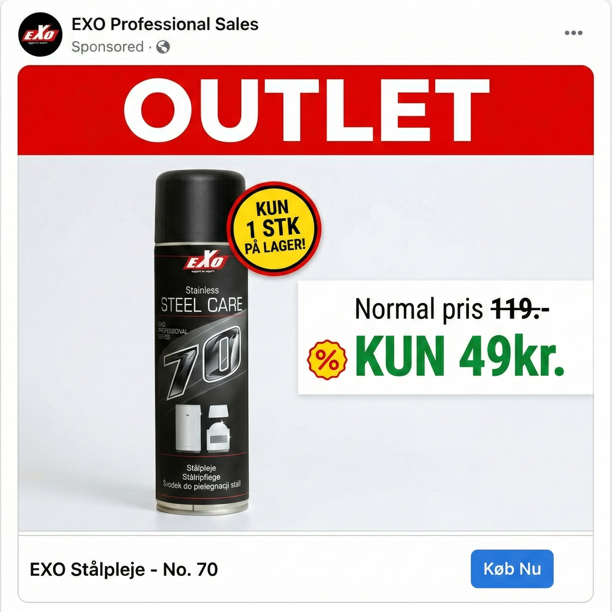 Exo 70 Stainless Steel Care 500ml fra Greengoing